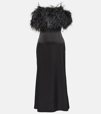 Robe midi en satin à plumes | David Koma