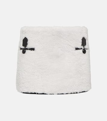 Minirock aus Shearling mit Leder | Blancha