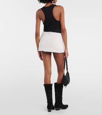 Minirock aus Shearling mit Leder | Blancha