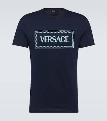 Logo embroidered cotton jersey T-shirt | Versace