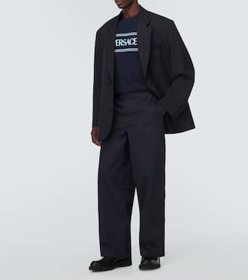 Logo embroidered cotton jersey T-shirt | Versace