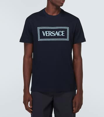Logo embroidered cotton jersey T-shirt | Versace