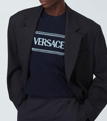 Logo embroidered cotton jersey T-shirt | Versace