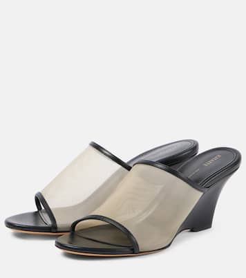 Marion leather and mesh wedge mules | Khaite
