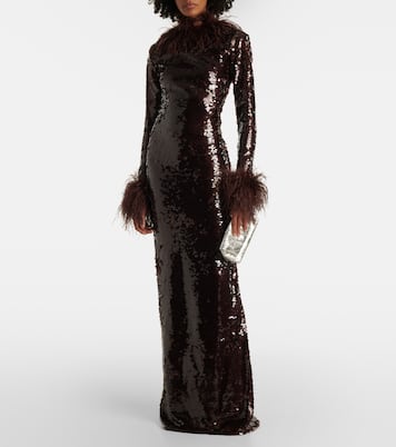Zouzou feather-trimmed sequined gown | The New Arrivals Ilkyaz Ozel