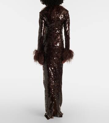 Zouzou feather-trimmed sequined gown | The New Arrivals Ilkyaz Ozel