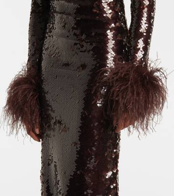 Zouzou feather-trimmed sequined gown | The New Arrivals Ilkyaz Ozel