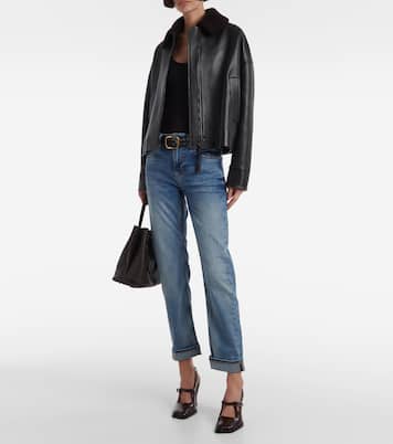 Jean droit Girlfriend à taille mi-haute | AG Jeans