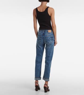 Jean droit Girlfriend à taille mi-haute | AG Jeans
