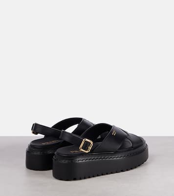 Leather platform sandals | Prada
