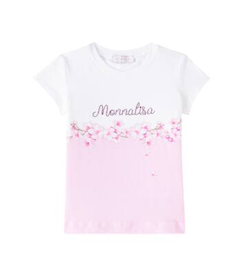 Logo floral cotton-blend T-shirt | Monnalisa
