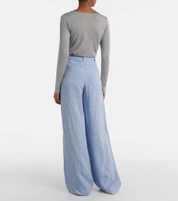 Pantalones anchos en mezcla de lino | Brunello Cucinelli