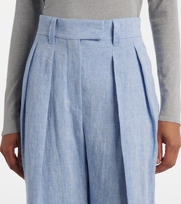 Pantalones anchos en mezcla de lino | Brunello Cucinelli