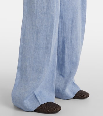 Pantalones anchos en mezcla de lino | Brunello Cucinelli