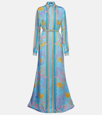 Abito lungo Underwater Barocco in twill di seta | Versace