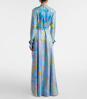 Abito lungo Underwater Barocco in twill di seta | Versace
