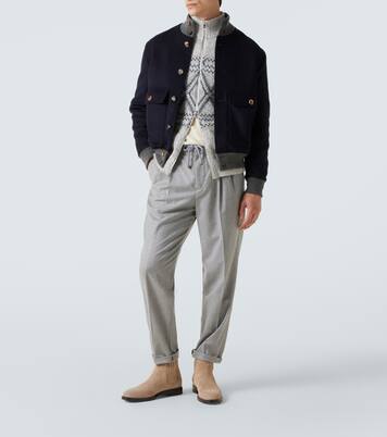 Virgin wool flannel straight pants | Brunello Cucinelli