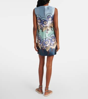 فستان قصير من الساتان بطبعات الورود | Alémais