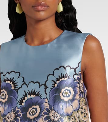 فستان قصير من الساتان بطبعات الورود | Alémais