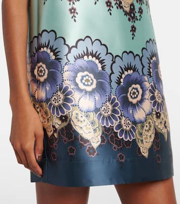 فستان قصير من الساتان بطبعات الورود | Alémais