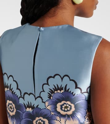 فستان قصير من الساتان بطبعات الورود | Alémais