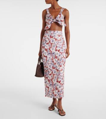 Top raccourci Luna en lin à fleurs | Posse