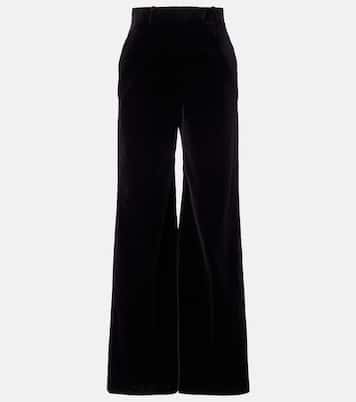 High-rise cotton velvet wide-leg pants | Valentino