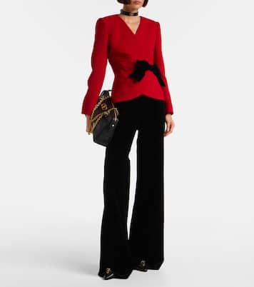 High-rise cotton velvet wide-leg pants | Valentino