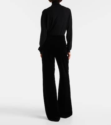 High-rise cotton velvet wide-leg pants | Valentino