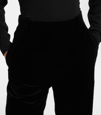 High-rise cotton velvet wide-leg pants | Valentino