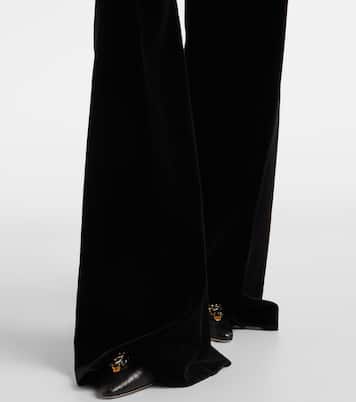 High-rise cotton velvet wide-leg pants | Valentino