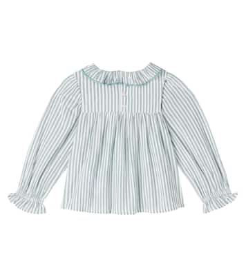 Blusa Antonella de algodón a rayas fruncida | Louise Misha