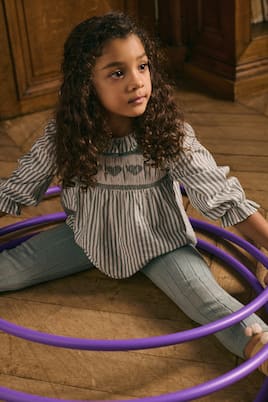 Blusa Antonella de algodón a rayas fruncida | Louise Misha