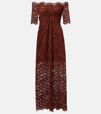 Off-shoulder lace maxi dress | Rabanne
