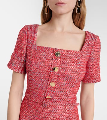 Cotton-blend lamé tweed midi dress | Carolina Herrera