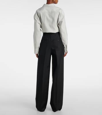 Pantaloni a gamba larga in lana e mohair  | Saint Laurent