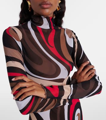 Bedrucktes Maxikleid aus Jersey mit Tüll | Pucci