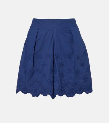 Embroidered floral cotton poplin shorts | Juliet Dunn