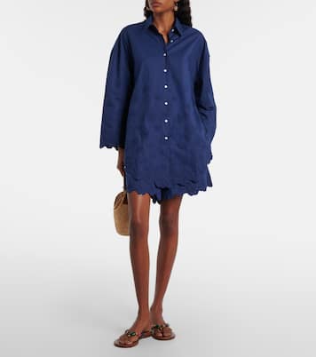 Embroidered floral cotton poplin shorts | Juliet Dunn