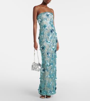 Pierre embellished floral-appliqué gown | Rachel Gilbert
