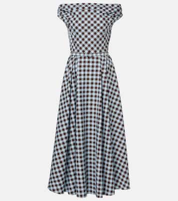 Gingham cotton-blend midi dress | Oscar de la Renta