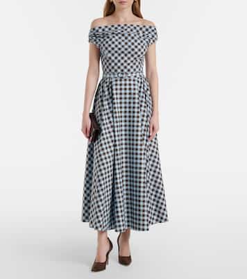 Gingham cotton-blend midi dress | Oscar de la Renta