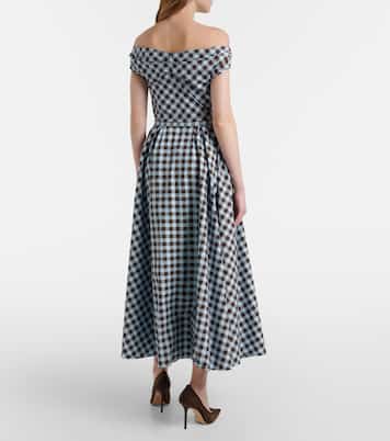 Gingham cotton-blend midi dress | Oscar de la Renta
