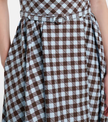 Gingham cotton-blend midi dress | Oscar de la Renta