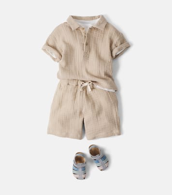 Set aus Polohemd und Shorts aus Baumwoll-Gaze | Wheat
