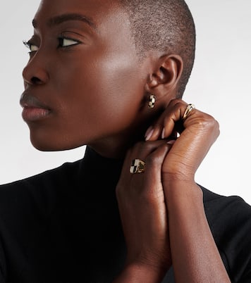 Mini 9kt gold earrings with diamonds and onyx | Yvonne Léon