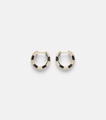 Mini 9kt gold earrings with diamonds and onyx | Yvonne Léon