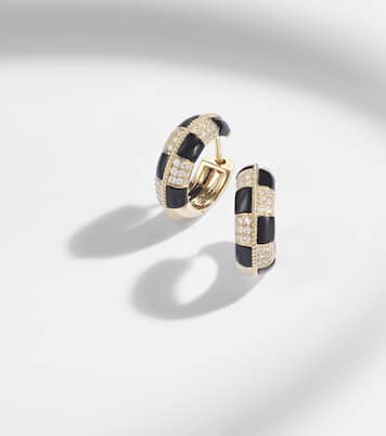 Mini 9kt gold earrings with diamonds and onyx | Yvonne Léon