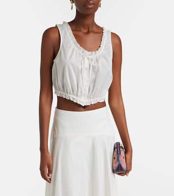 Top Sicilia en coton et dentelle | Staud
