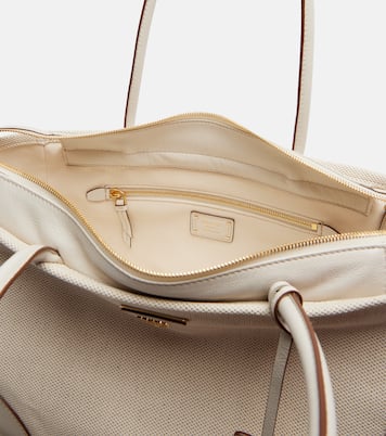 Large leather-trimmed canvas tote bag | Prada